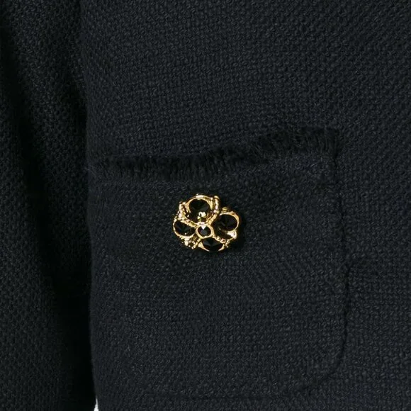 DOLCE & GABBANA JACKET BLACK COTTON BLEND CROPPED JEWELED BUTTONS sz 42 6